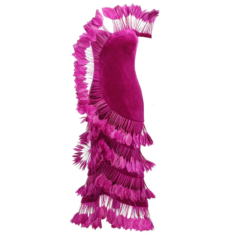 PHALARIS Feather Velvet Gown