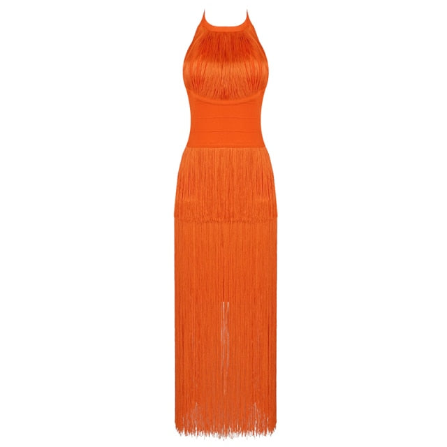 PERICALLIS Tassel Bandage Dress