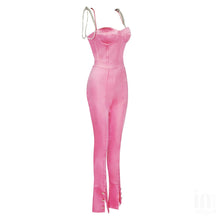 Load image into Gallery viewer, PILOSOCEREUS Satin Jumpsuit Crystal Strap
