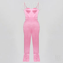 Load image into Gallery viewer, PILOSOCEREUS Satin Jumpsuit Crystal Strap

