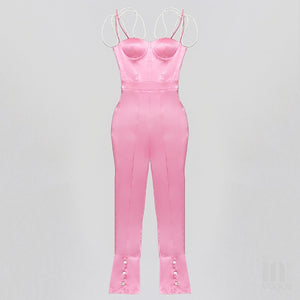 PILOSOCEREUS Satin Jumpsuit Crystal Strap