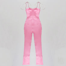Load image into Gallery viewer, PILOSOCEREUS Satin Jumpsuit Crystal Strap
