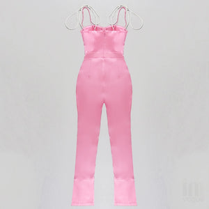PILOSOCEREUS Satin Jumpsuit Crystal Strap