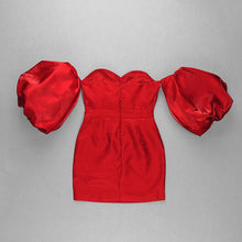 Load image into Gallery viewer, GREWIA RED Puff Sleeve Mini
