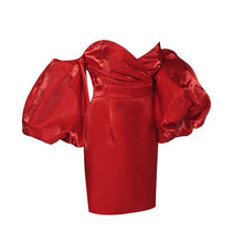 Load image into Gallery viewer, GREWIA RED Puff Sleeve Mini
