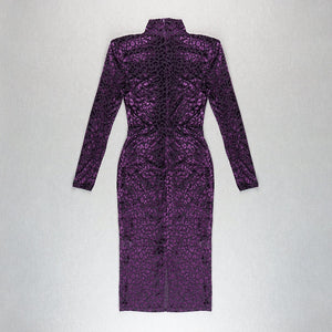 PSILOTUM Velvet Midi Dress