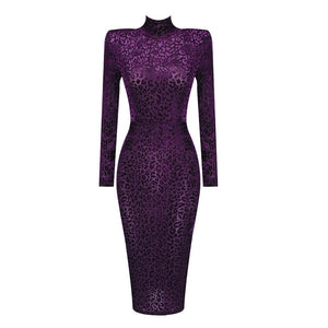 PSILOTUM Velvet Midi Dress