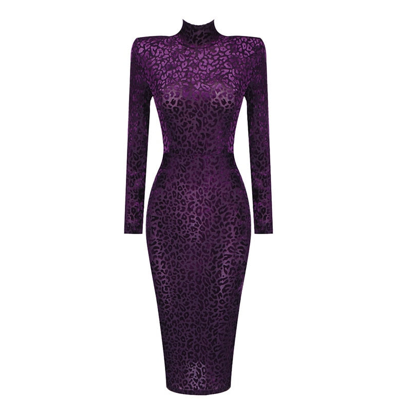 PSILOTUM Velvet Midi Dress