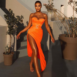 RAMONDA Long Slit Ankle Dress