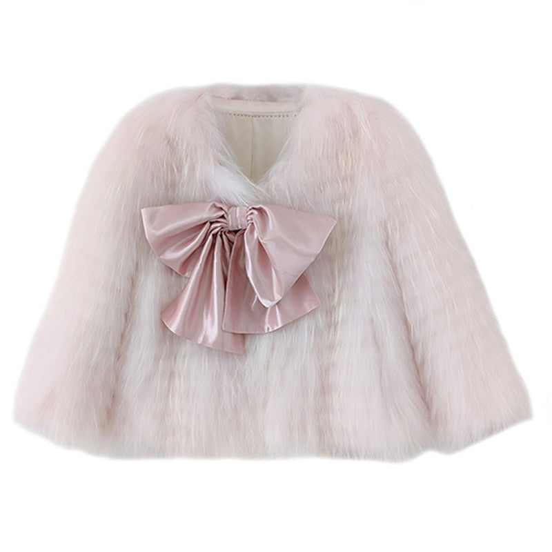 RHISALIS Bowknot Furr Coat