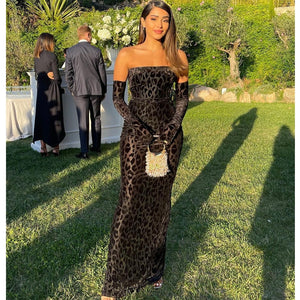 SCADOXUS Leopard Dress w/ Gloves