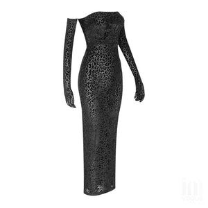 SCADOXUS Leopard Dress w/ Gloves