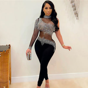 SCILLA Mesh Crystal Jumpsuit