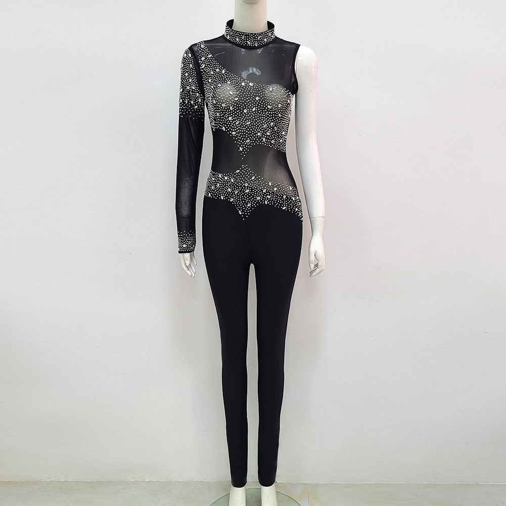 SCILLA Mesh Crystal Jumpsuit