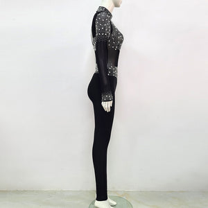 SCILLA Mesh Crystal Jumpsuit