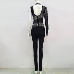 SCILLA Mesh Crystal Jumpsuit