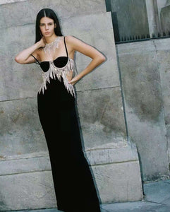 SONERILA Long Dress Crystal Tassel