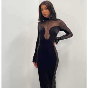SOLLYA Mesh Velvet Midi