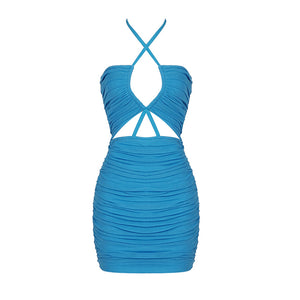 TIBOUCHINA Mini Bandage Mesh Dress