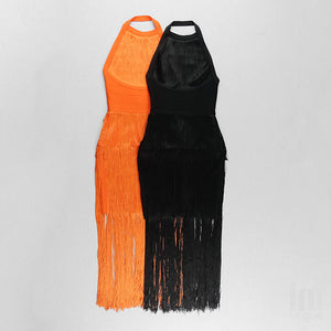 PERICALLIS Tassel Bandage Dress