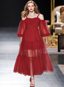 TUBERARIA Mesh Maxi Dress
