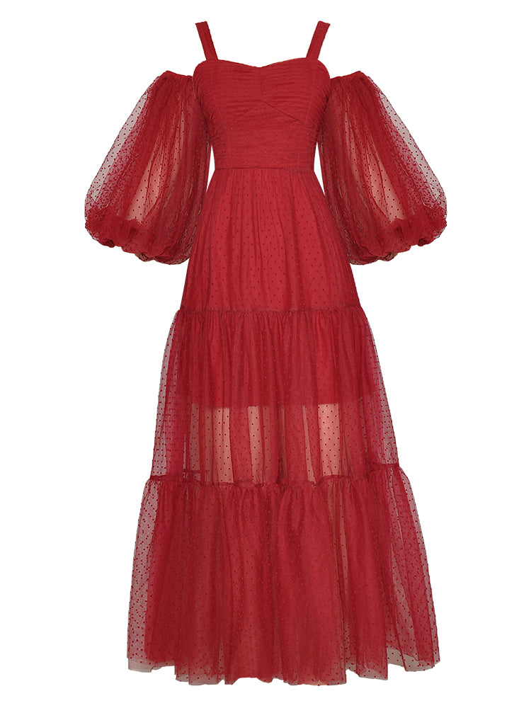 TUBERARIA Mesh Maxi Dress