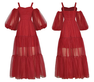 TUBERARIA Mesh Maxi Dress