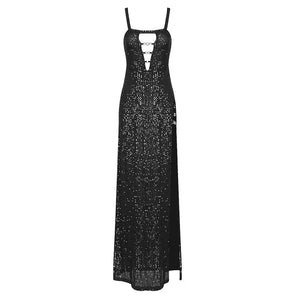 TROLLIUS Mesh Sequin Long Dress
