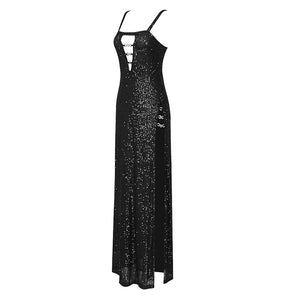 TROLLIUS Mesh Sequin Long Dress