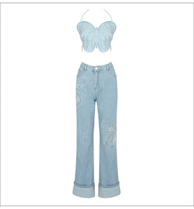 TSUGA Denim Top Pants Set