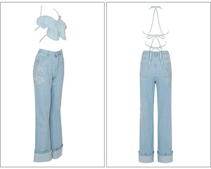 TSUGA Denim Top Pants Set